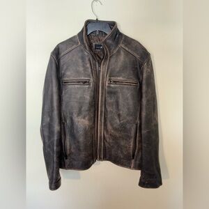 Black Rivet Men’s Leather Moto Jacket Size Large